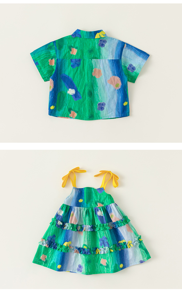 宥宝童装儿童姐弟装涂鸦印花衬衫女童连衣裙扎染公主裙子XQ23153详情11
