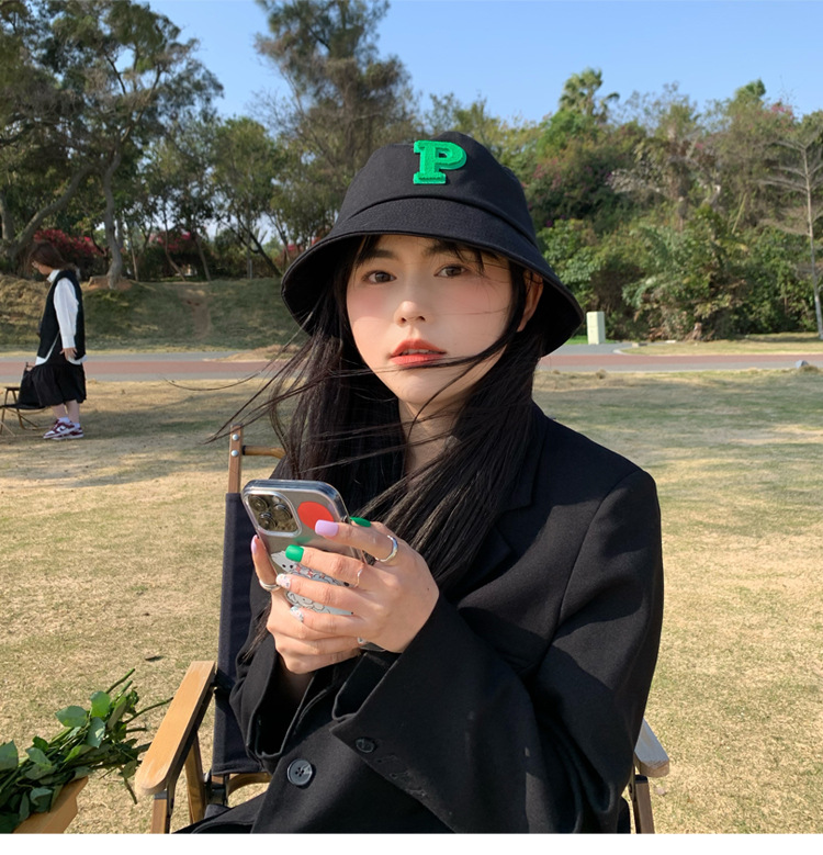黑色网红渔夫帽女韩版休闲百搭街头潮款盆帽春夏遮阳防晒太阳帽子详情6