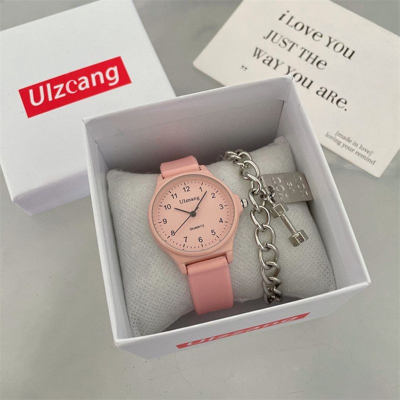 考试专用手表女高中学生指针式上课看时间青春校园验控显白奶茶色详情22