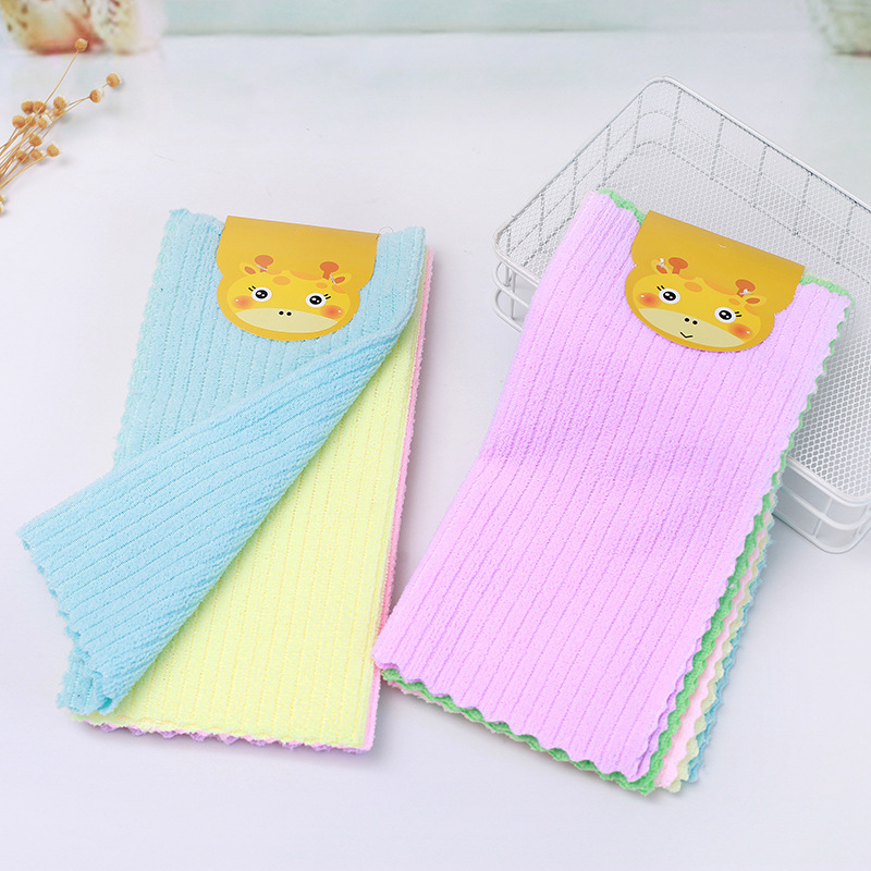 [LOVELY HOME] [tenedor jia] toalla de limpieza de poliéster puro tira de color estampado paño cuadrado absorbente no se cae el pelo paño de cocina al por mayor paño de microfibra pequeña toalla cuadrada absorbente pic 17