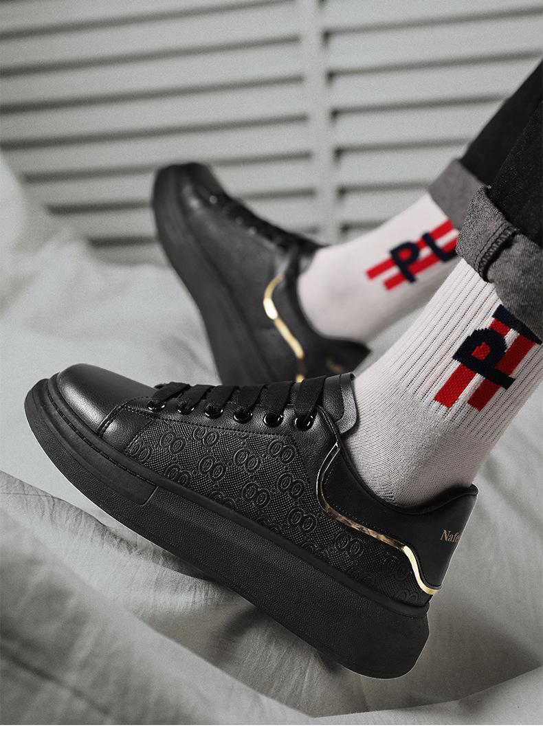 纯色印花小白鞋男生皮面滑板鞋厚底增高鞋春季新款运动休闲男鞋详情18