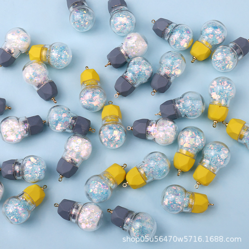 Resin glitter small light bulbs, pendants, earrings, necklaces, keychains, handmade materials, DIY jewelry, small accessories wholesale pic 12