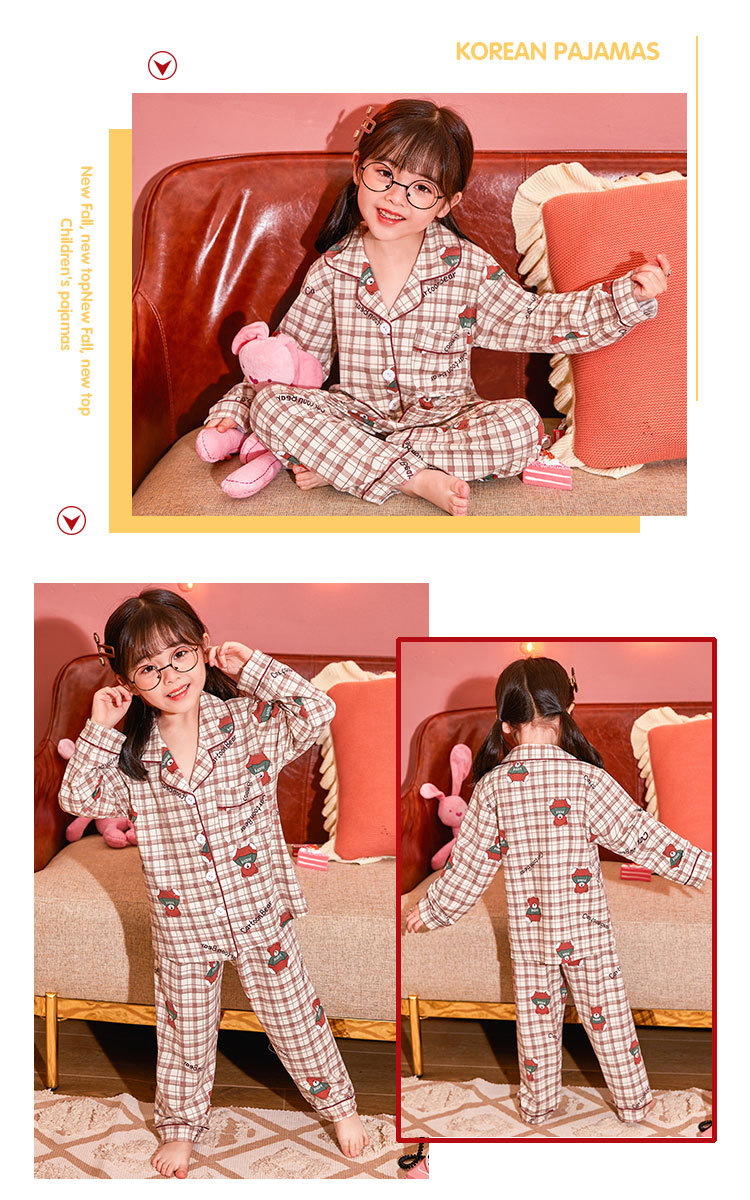 儿童睡衣女孩春夏长袖翻领牛奶丝套装开衫宝宝卡通外贸男童家居服详情15