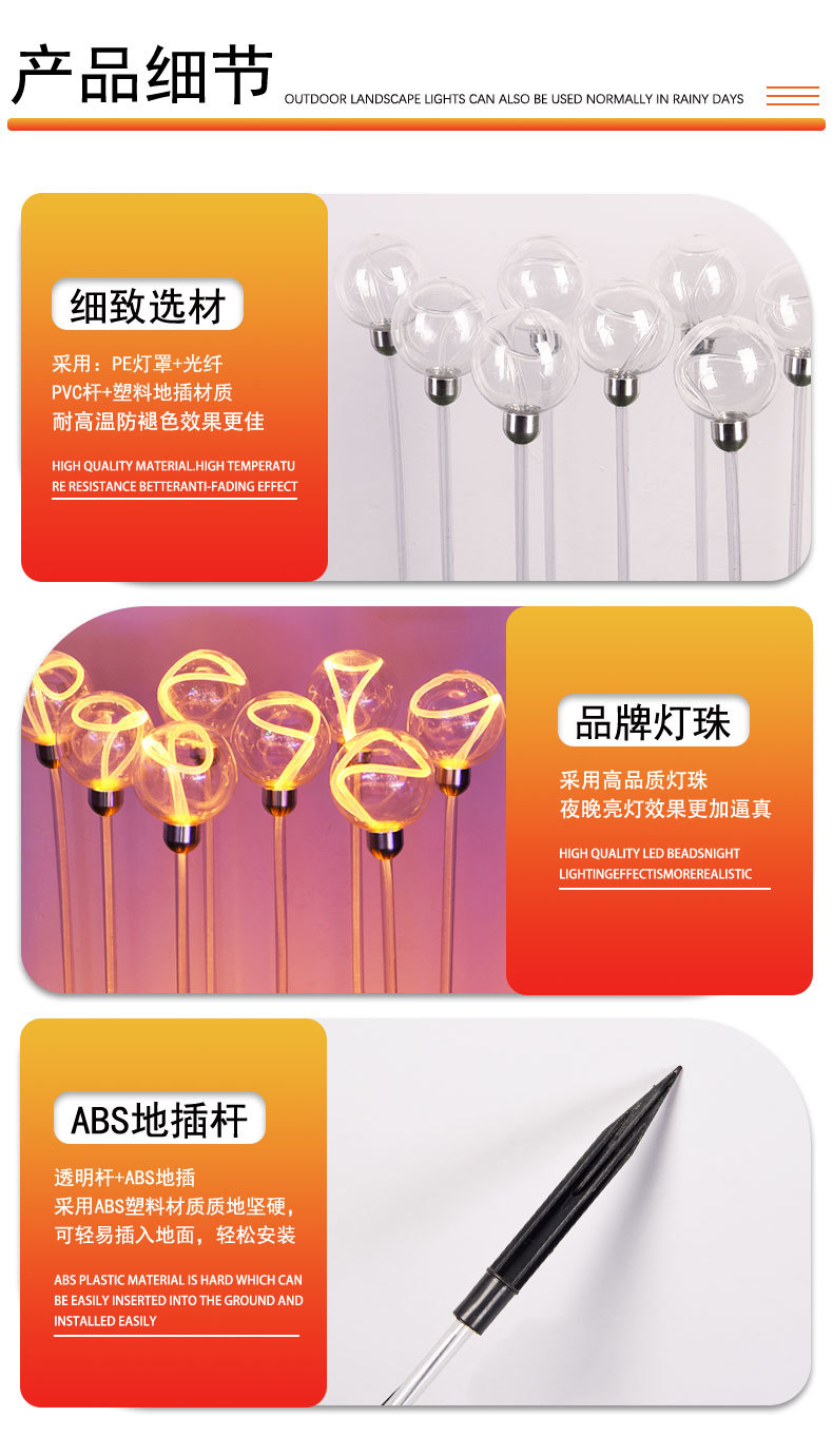 侧光纤透明圆球地插灯芦苇灯户外庭院装饰彩灯防水美陈亮化草坪灯详情7