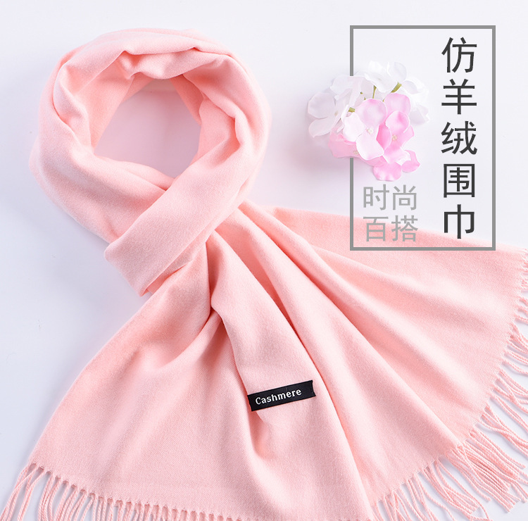The new solid-color faux cashmere scarf for autumn and winter, with a big red LOGO and thickened warm shawl, is in stock and available for shipment pic 19
