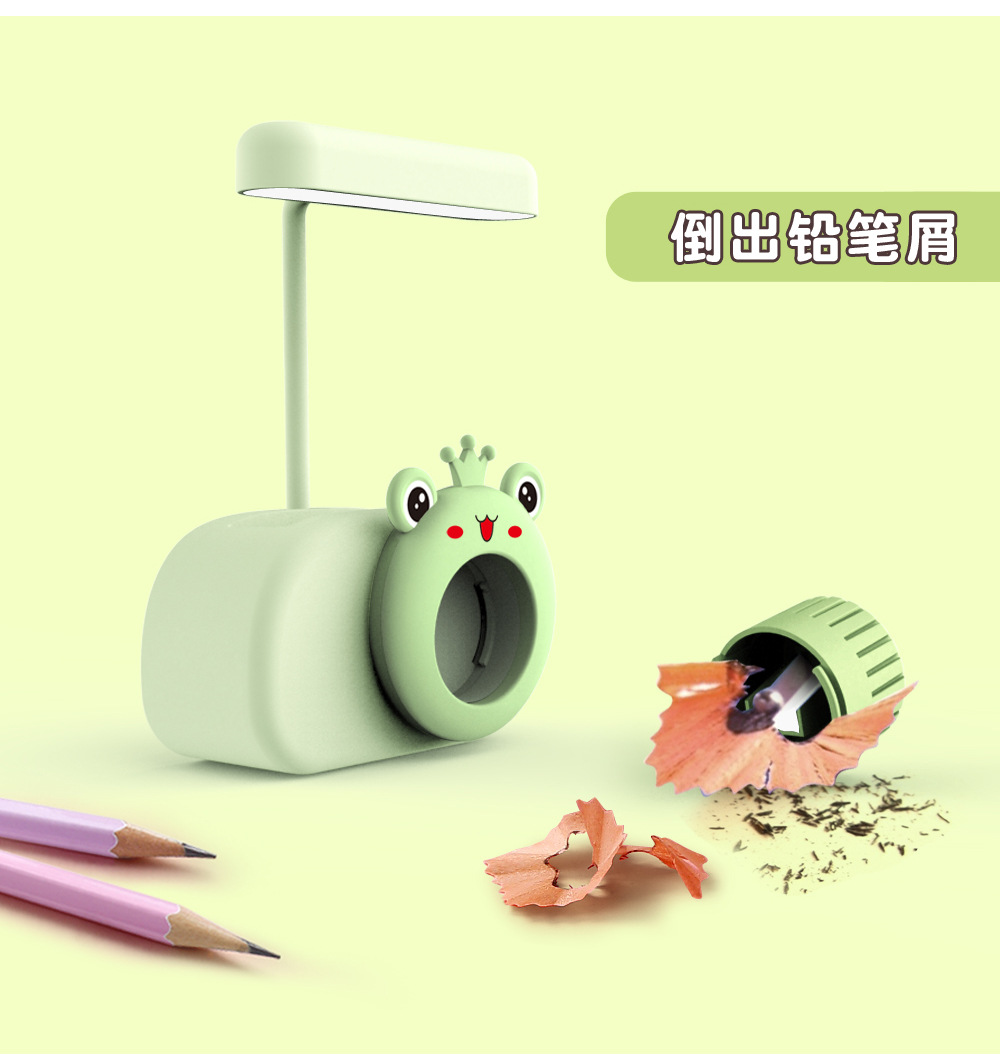开学季卡通老虎青蛙笔筒台灯铅笔削相机台灯削笔刀夜灯USB充电儿童LED夜灯详情5
