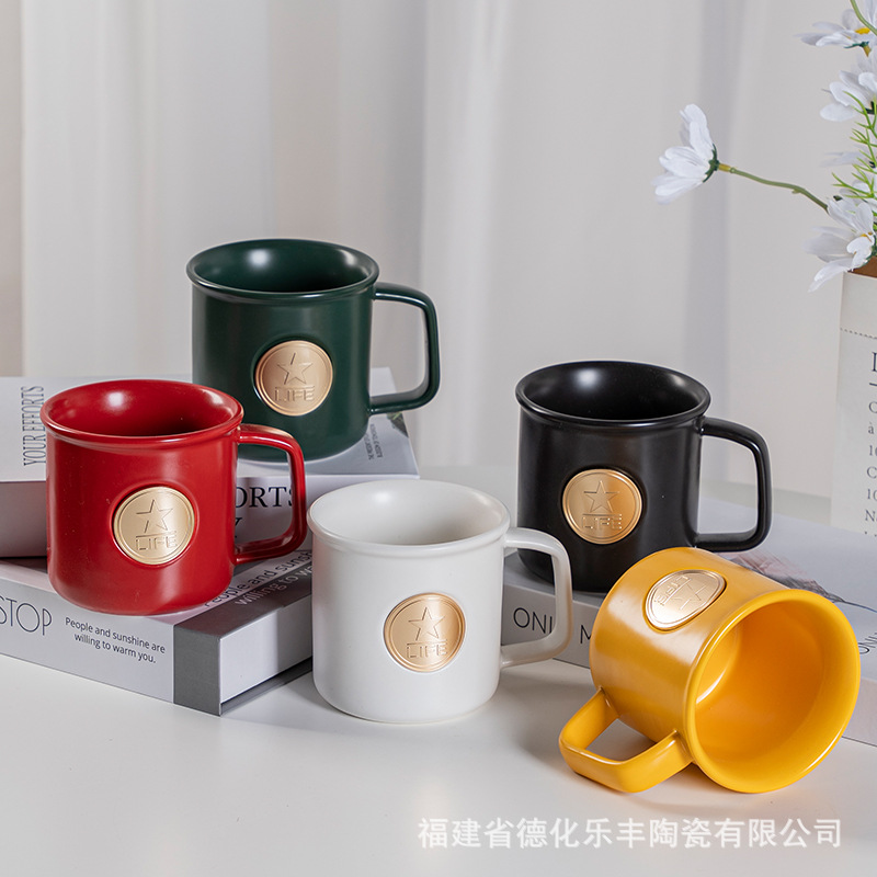 Starba-style mugs, copper plates, enamel cups, copper MEDALS, ceramic water cups, customizable logos, cultural and creative opening gifts pic 2