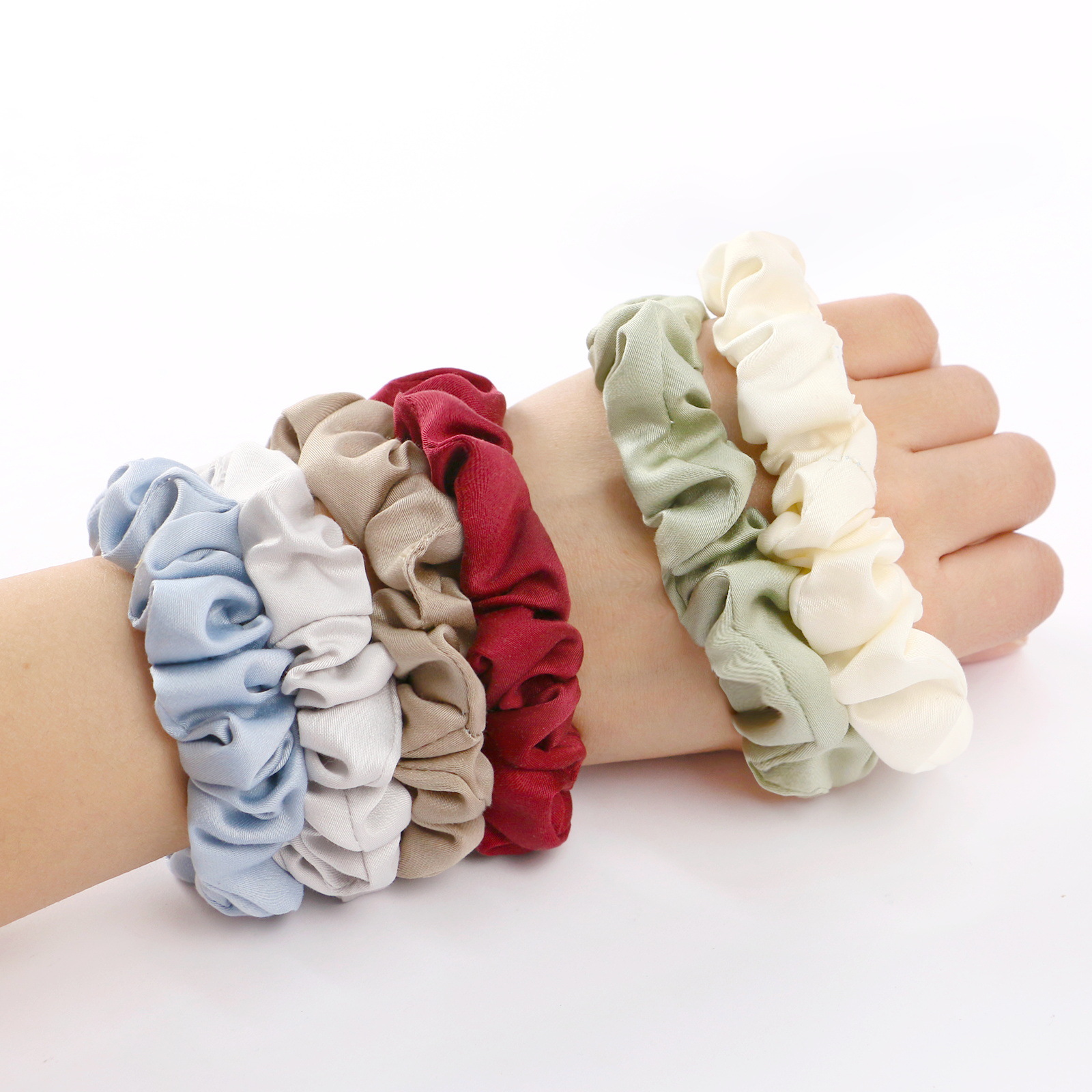 Satin French large intestine hair band, solid color hair band, hair tie, versatile hair accessory for ladies, can be tied into a ponytail large intestine hair band pic 3