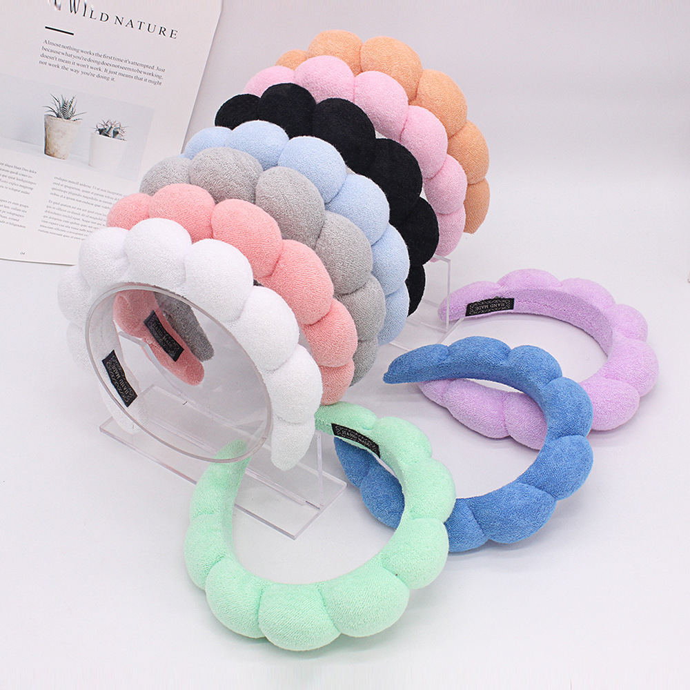 Amazon towel cloth sponge twist hair band, high top of the head, colorful cloud bubble hair band headwear, European and American headband for women pic 8