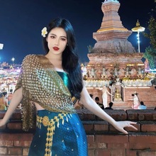儿童傣族花儿舞蹈演出服装孔雀舞表演服艺考渐变修身鱼尾裙女童详情37