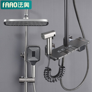 卫浴全铜淋浴花洒套装 家用浴室黑色恒温淋浴器淋雨花洒喷头套装详情12