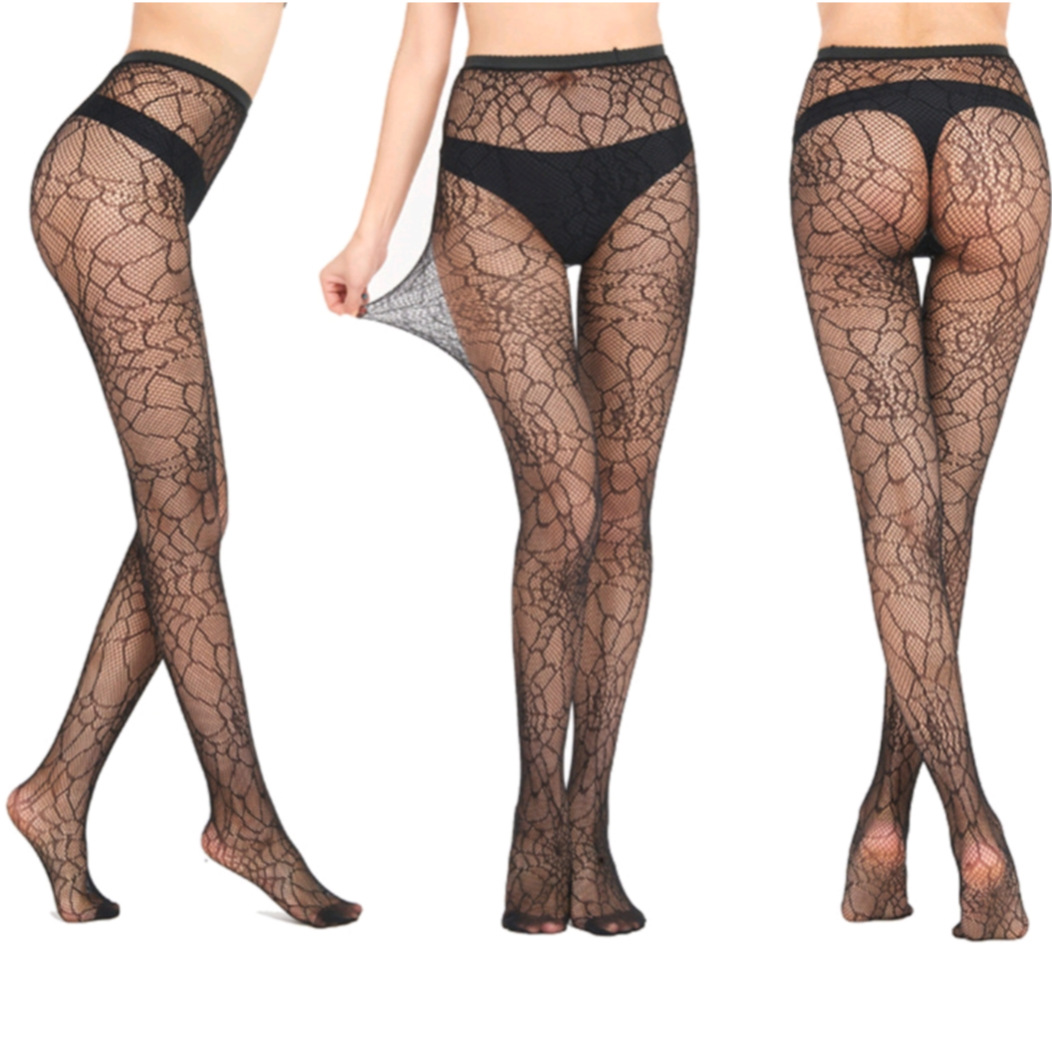 Cross-border special sexy tits medias medias telaraña cráneo red de pesca jacquard malla calcetines cientos de patrones disponibles pic 5