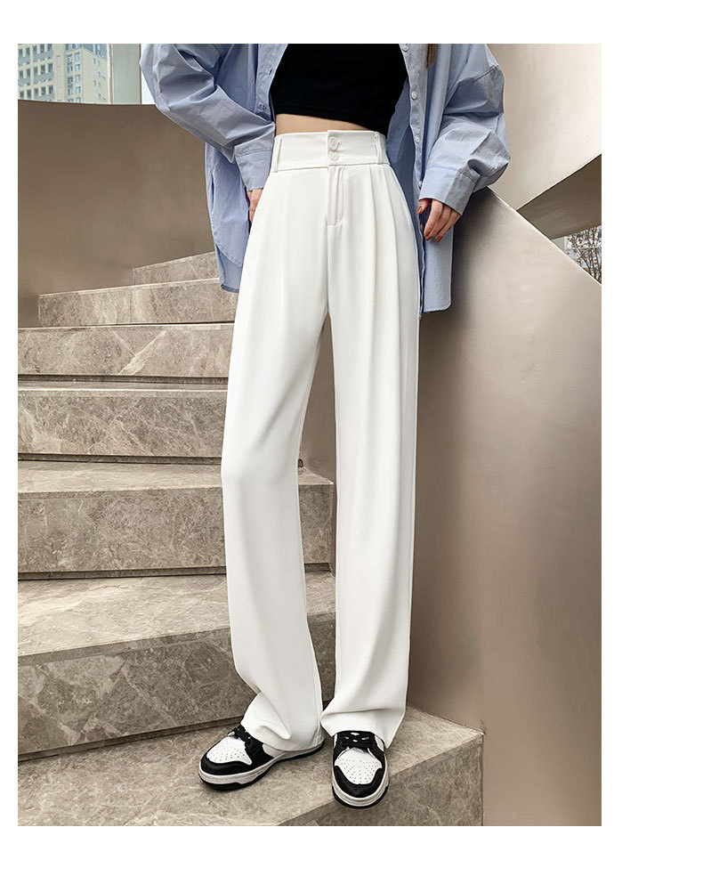 阔腿裤女春秋高腰显瘦垂感梨形身材裤子直筒拖地裤双扣休闲西装裤详情20
