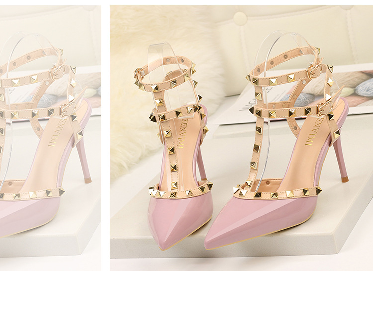 289-6欧美时尚铆钉女士尖头浅口高跟单鞋女式夏季新款凉鞋批发详情12