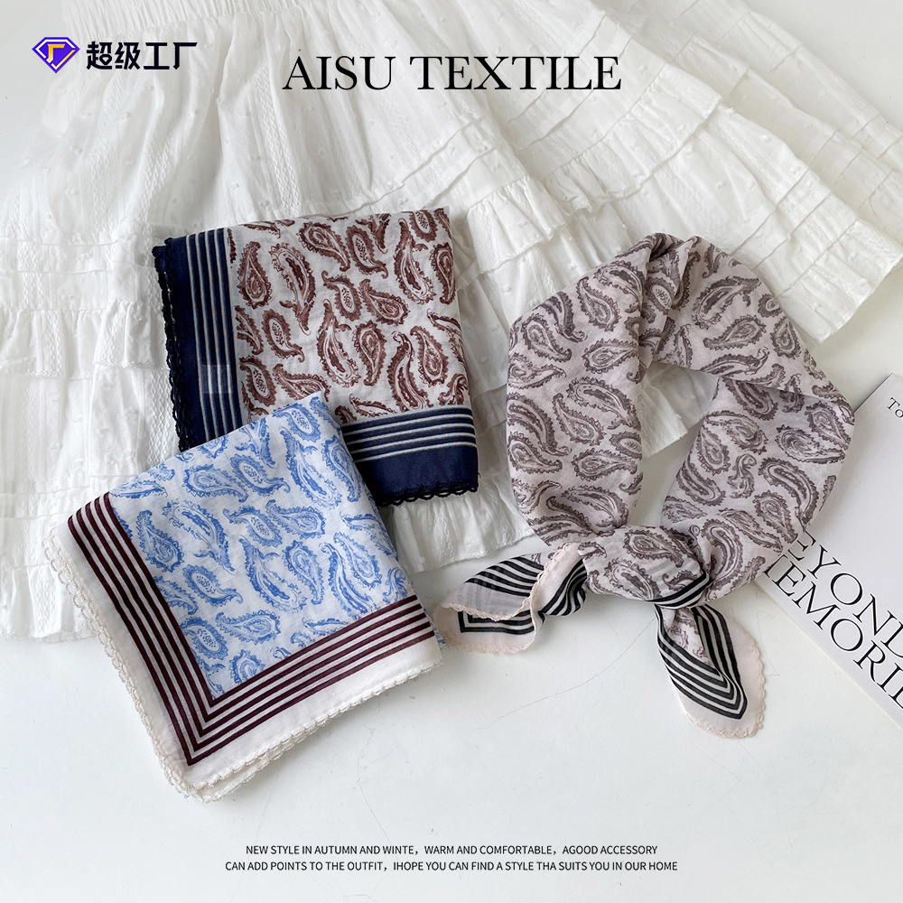 国潮中式山水丝巾方巾高级感高档香云纱装饰围脖夏季防晒披肩现货批发详情10