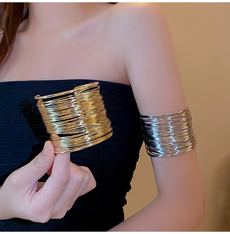 European and American cross-border multi-layer armband open bracelet, high-end, simple and niche wristband, fashionable, individual and elegant jewelry for women pic 9