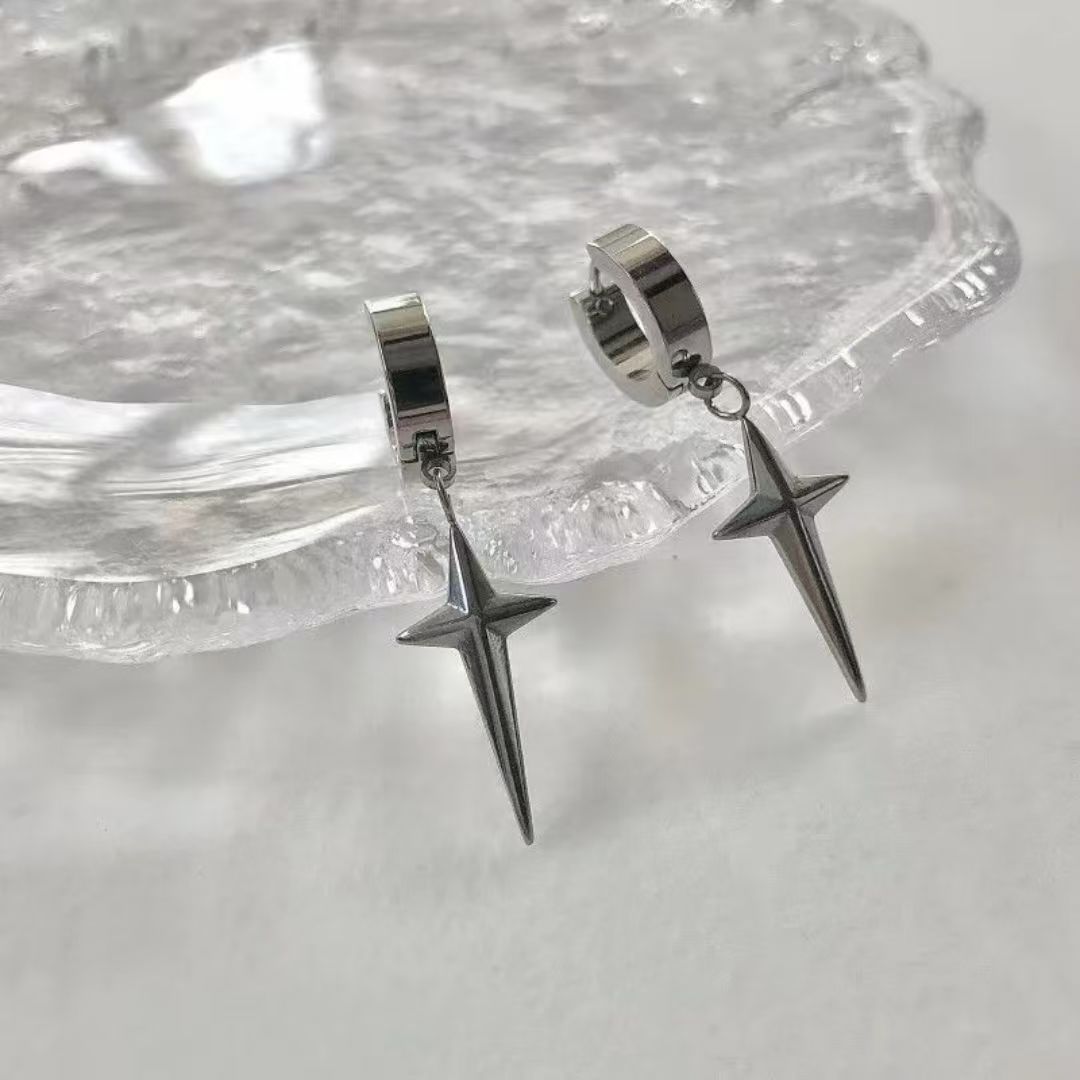 新款小尖锥耳钉耳坠男女小众个性朋克亚文化钛钢不掉色不对称耳饰详情5