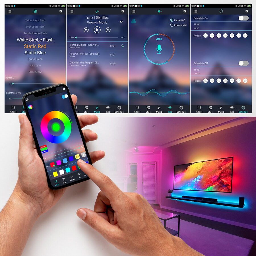 USB灯带套装 5050RGB七彩24键遥控蓝牙5V低压灯带 电视背景氛围灯详情7