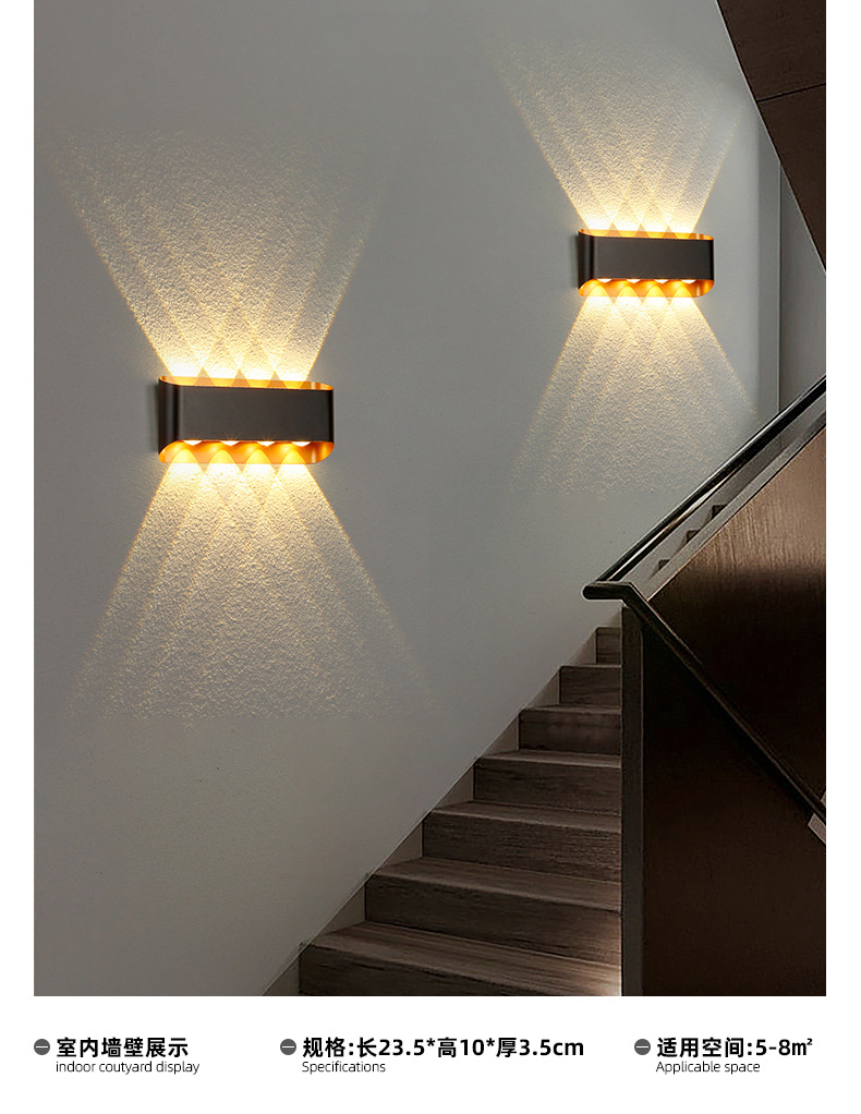 跨境新品LED户外壁灯创意别墅外墙庭院防水壁灯简约卧室过道灯详情11