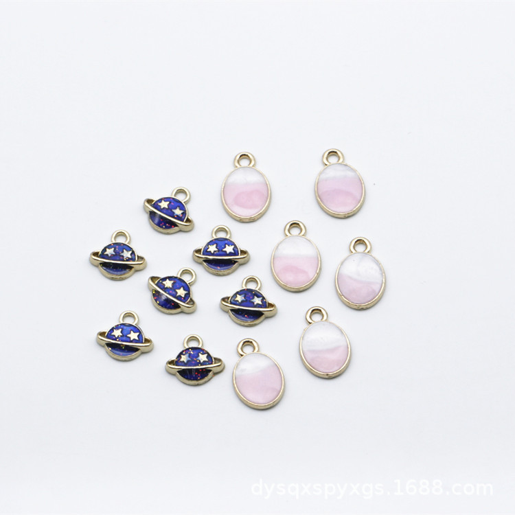 DLY Accessory alloy painting Oil Planet Oval-shaped accessory clothing hair accessory bracelet connection pendant pic 1
