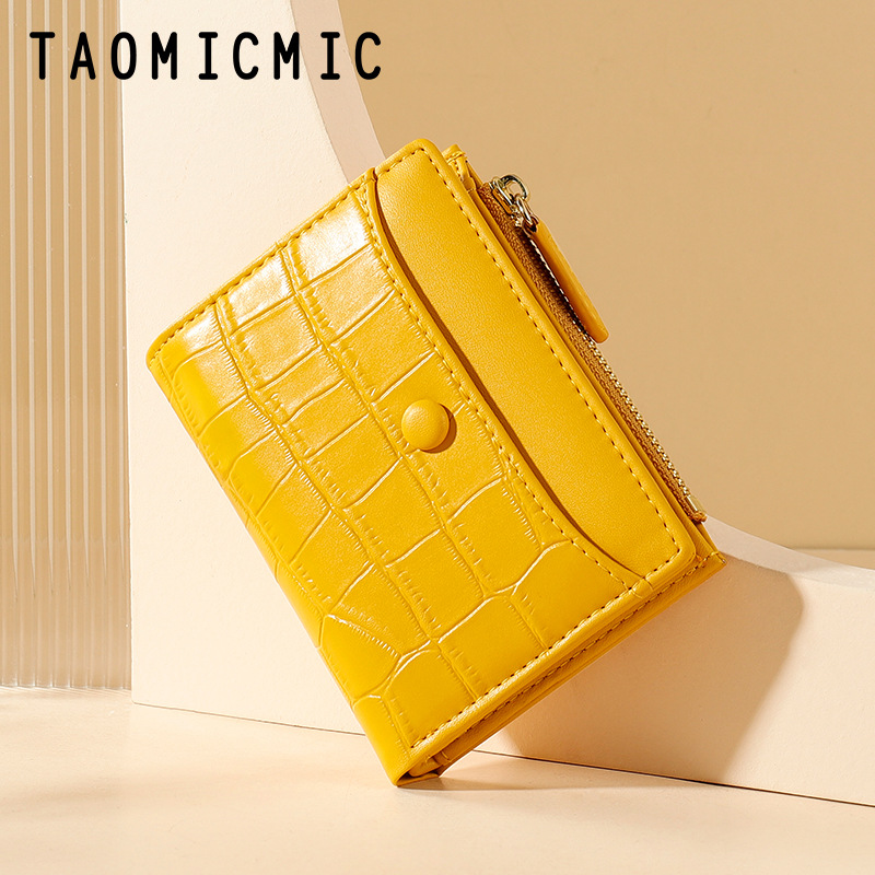 悦芊凯新款磨砂百搭韩版pu零钱包 ins多卡位搭扣短款拉链女士钱包详情6