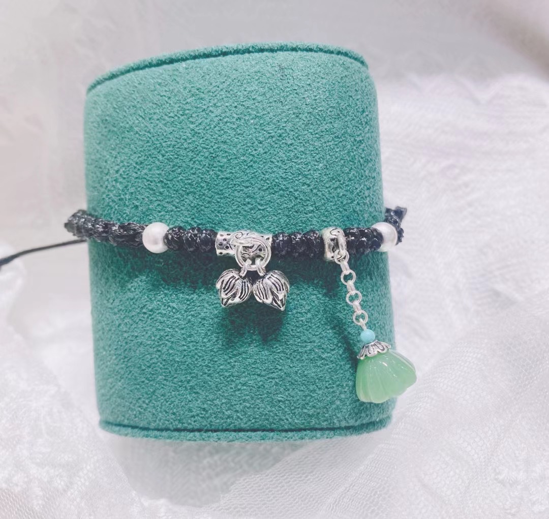 新款925银蜡绳两世欢流苏莲蓬手链手串森系古风个性编织手绳详情12