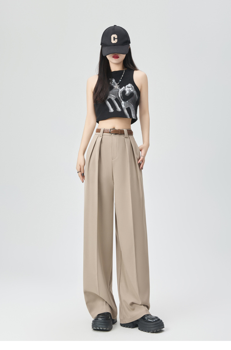 白色西装裤女夏薄宽松小个子直筒坠感休闲裤子高品质窄版阔腿长裤详情21