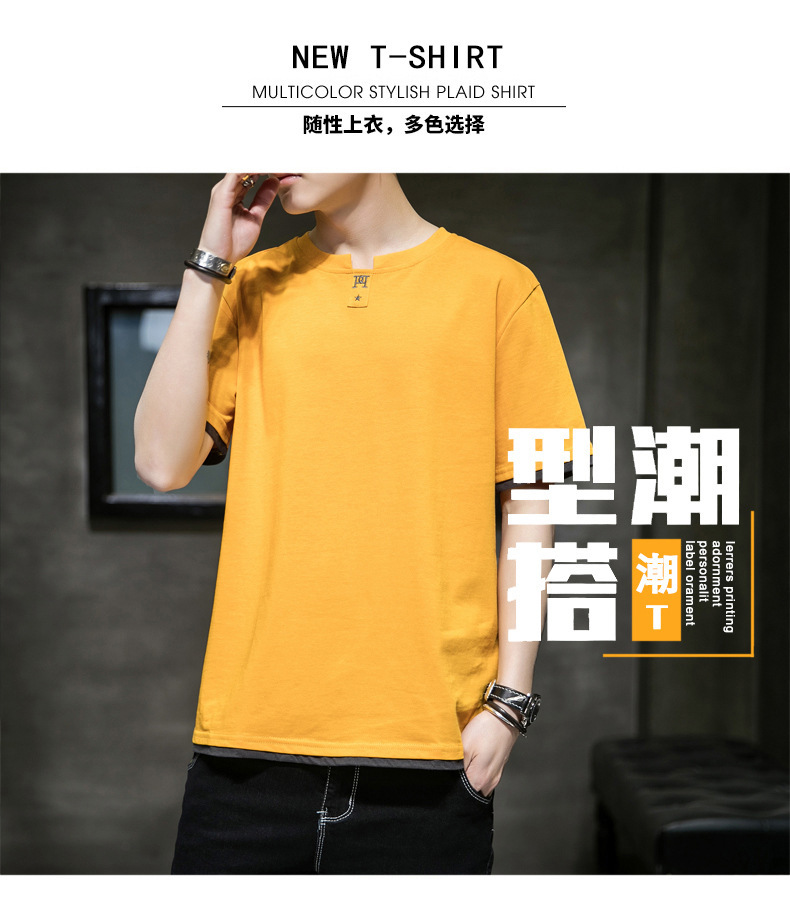 Short-sleeved T-shirt for men, Korean style, summer loose cotton T-shirt, cross-border new style, student bottom layer, half-sleeved shirt pic 62