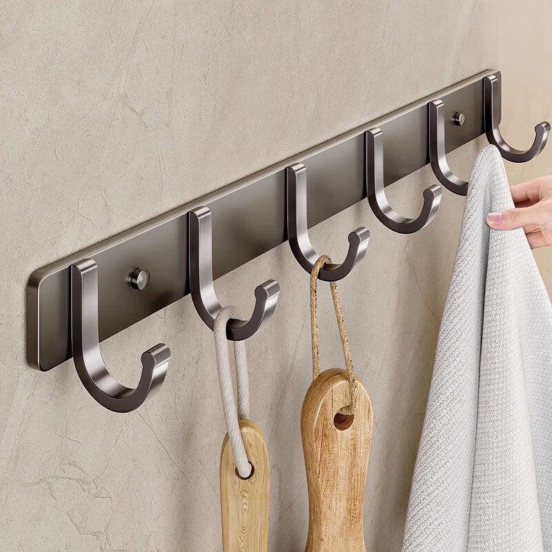 Bathroom storage rack, bathroom non-perforating aluminum alloy towel rack, toilet washbasin, wall-mounted bath towel rack set pic 5