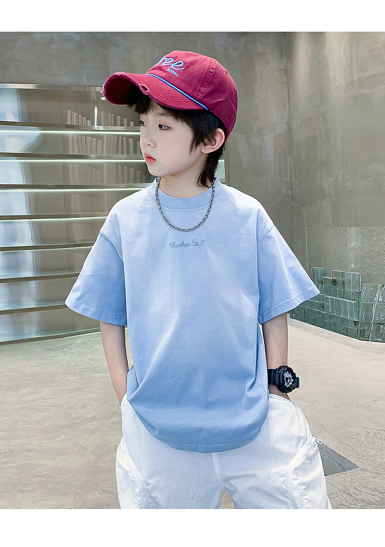 Summer dopamine-gradient short-sleeved T-shirt for boys 2025 New style summer half-sleeved ice-feel top for teenagers and children pic 14