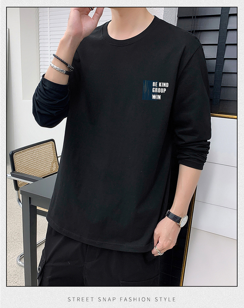 新款春秋季男士长袖t恤男潮牌棉体恤男T宽松薄款卫衣上衣服男装潮详情19