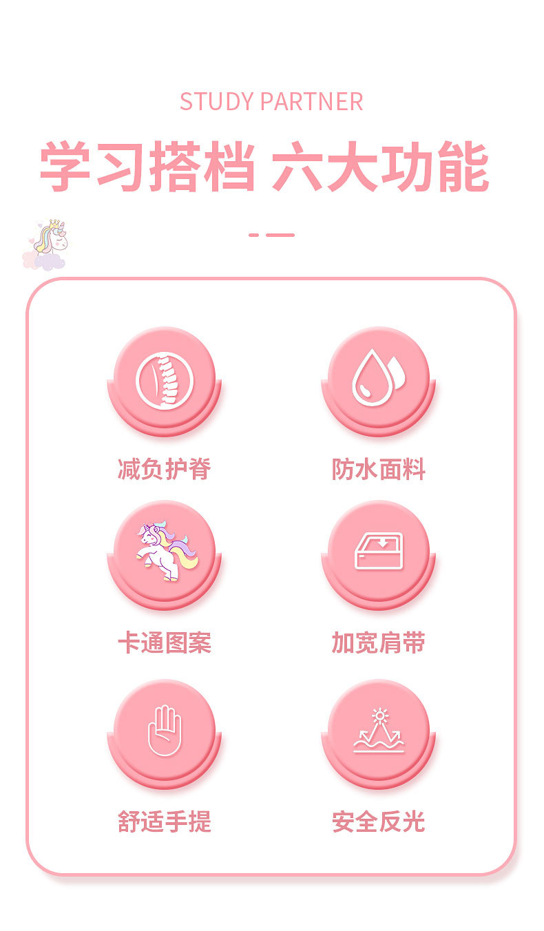 小学生书包儿童卡通书包双肩护脊减负代发批发印logo男女书包可爱详情2