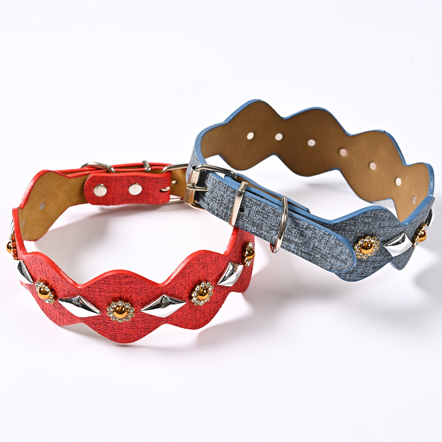 Factory wholesale PU leather pet collars, medium and large-sized dog collars, adjustable multi-color dog collars for pets pic 6