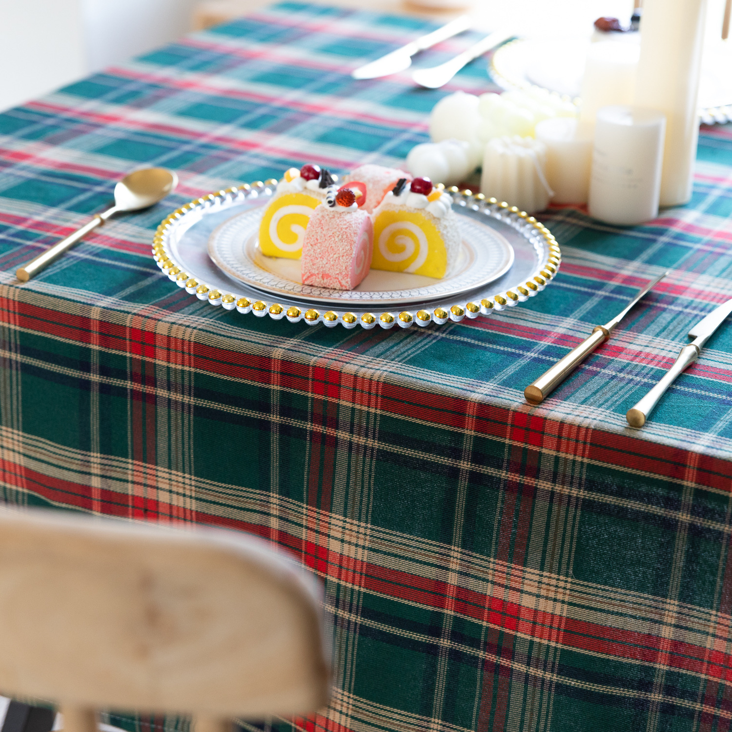 American green checkered table fabric Christmas Day Amazon rectangular atmosphere decoration tablecloth manufacturer, South Korea pic 16