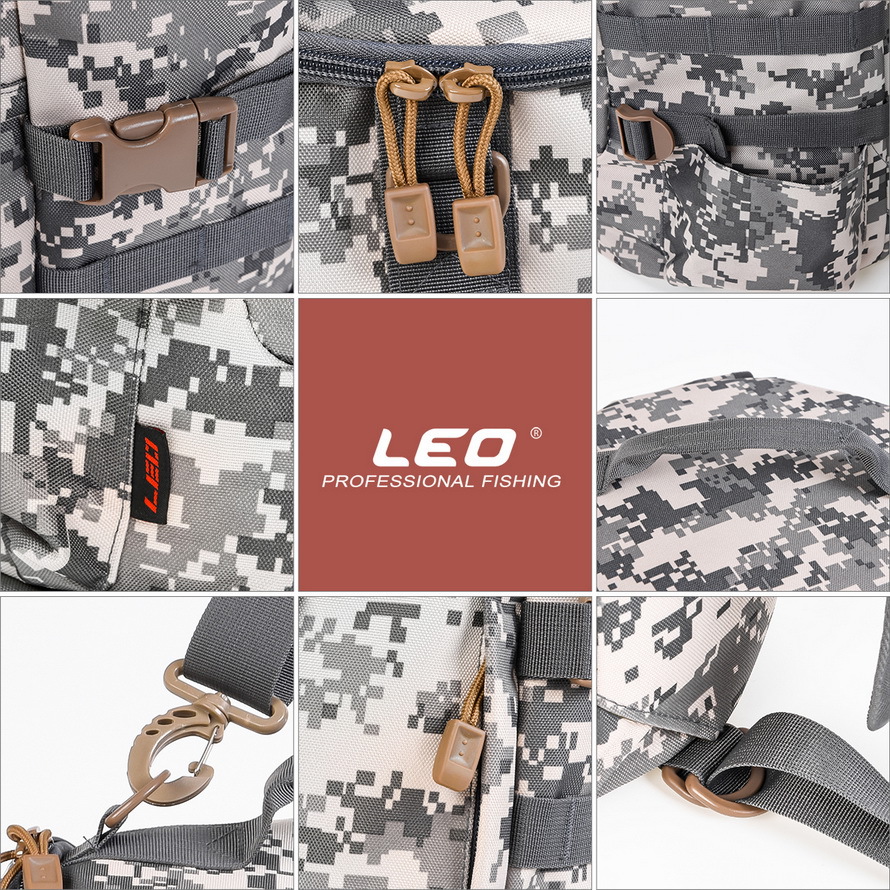 28085 LEO [Cylindrical Fishing Gear Backpack] Cylindrical Fishing rod Bag, Lull Outdoor Crossbody bag Export wholesale pic 12