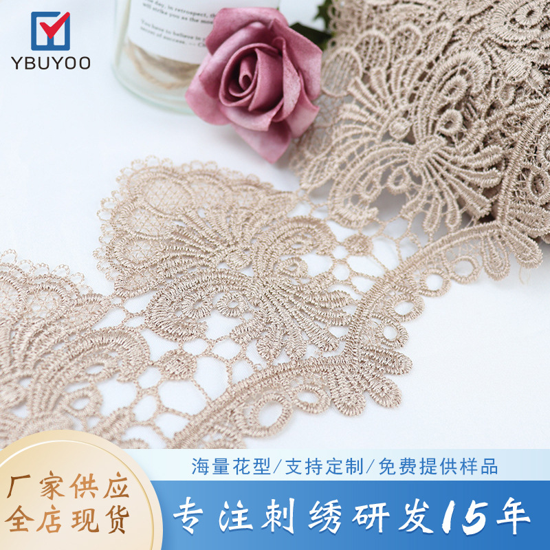 现货金色水溶蕾丝 沙发垫辅料 越布悠花边 16cm宽lace 窗帘花边详情4