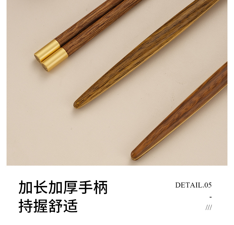 不锈钢学生便携餐具套装创意仿木纹葡萄牙勺叉子鸡翅木筷子三件套详情21