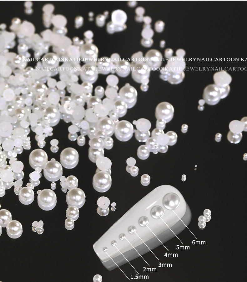 Wholesale of popular nail art pearl accessories, three-dimensional full round, semi-round, and various sizes DIY nail accessories and nail art small ornaments pic 2