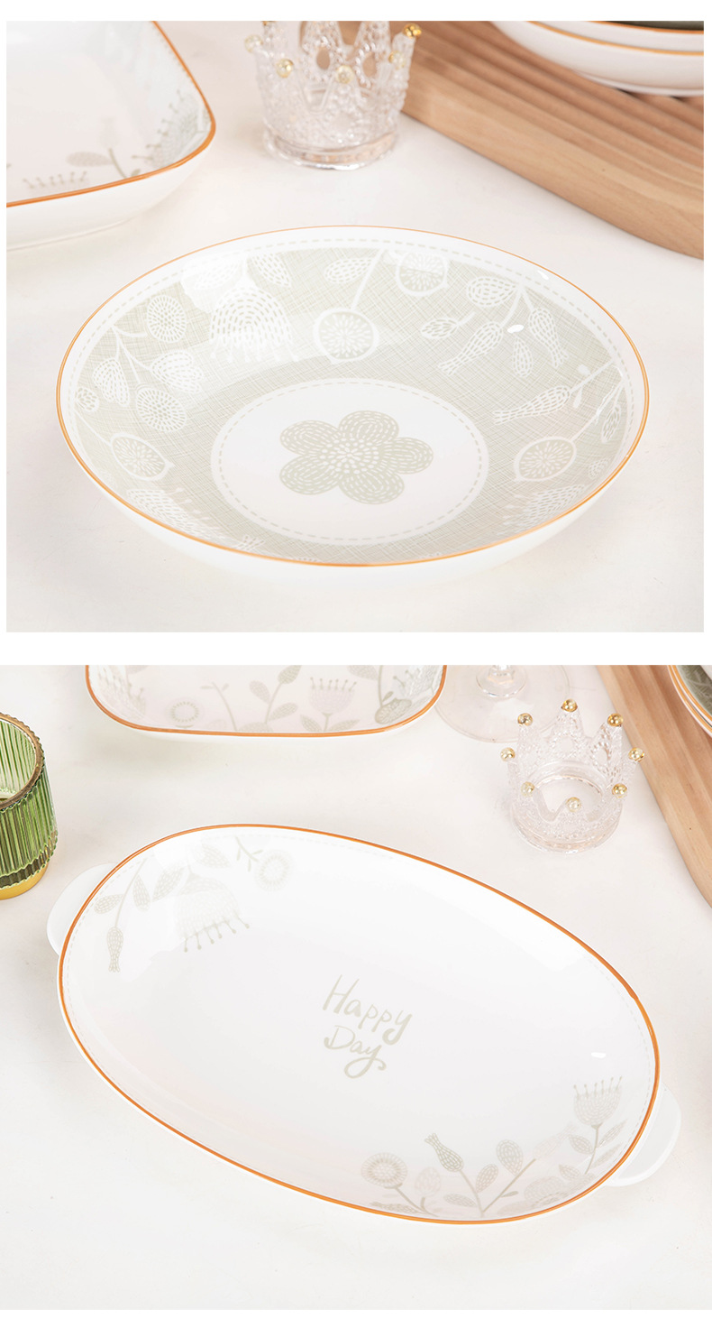 Jingdezhen Ceramic Tableware gift Box set: Japanese-style simple household bowls, plates, chopsticks, instant noodle bowls, soup bowls, ceramic bowls pic 18
