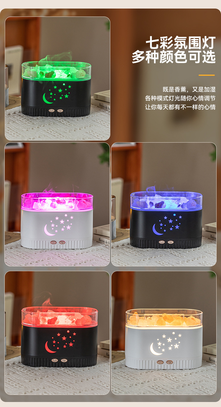 2025新款创意水晶盐香薰机七彩夜灯静音加湿器家用自动喷香香薰机详情5