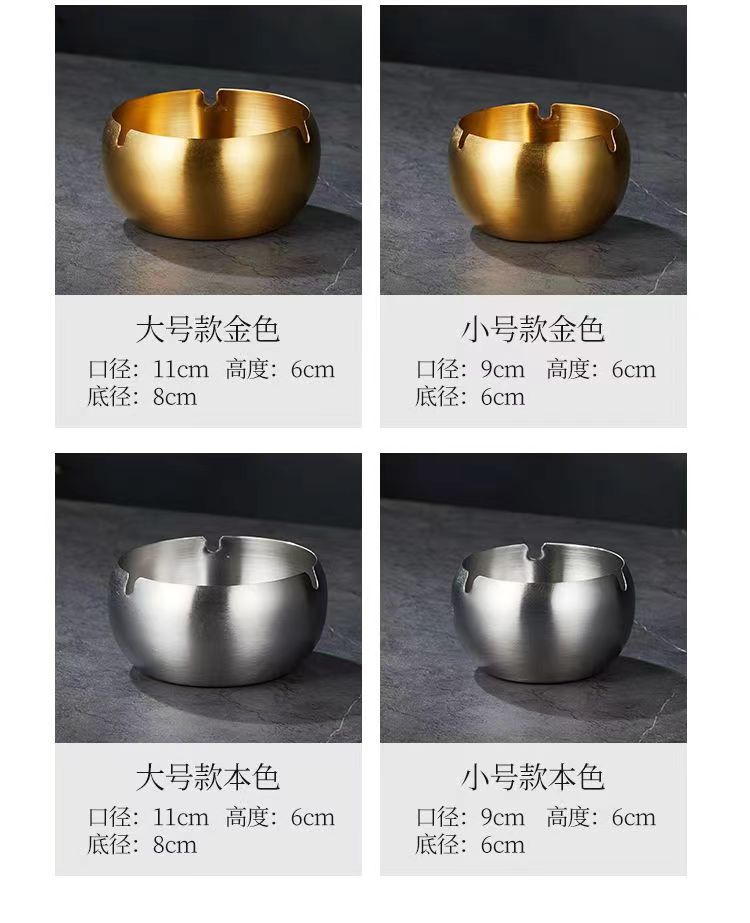 创意新款加厚不锈钢鼓型烟灰缸客厅家用餐厅酒吧烟缸可印LOGO礼品详情5