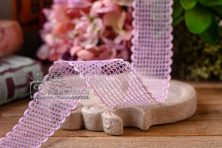 Korean hollowed-out snow gauze, colorful edge wavy mesh belt, bow hair accessory DIY material, hat hollowed-out belt pic 17