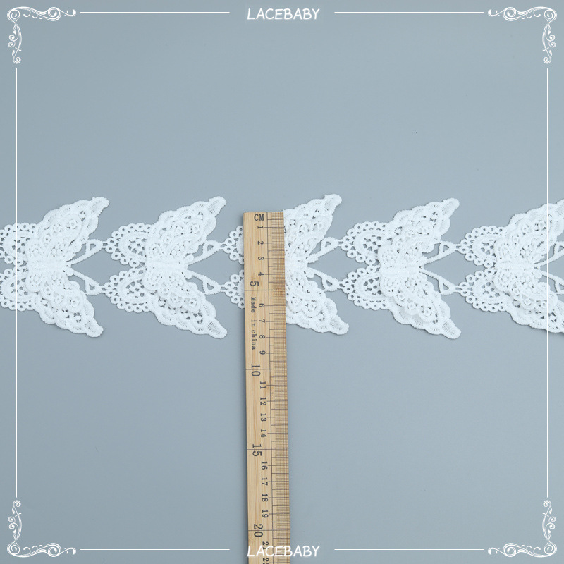 Embroidered water-soluble lace clothing accessories, white polyester wholesale, handcrafted factory stock, decorative butterfly lace pic 5