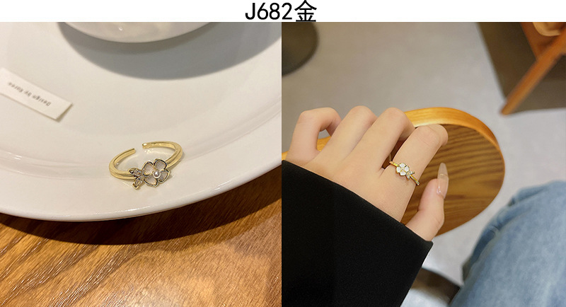 Korean high-end zircon pearl rings for women, retro, niche and light luxury open-top rings, ins style jewelry wholesale pic 30