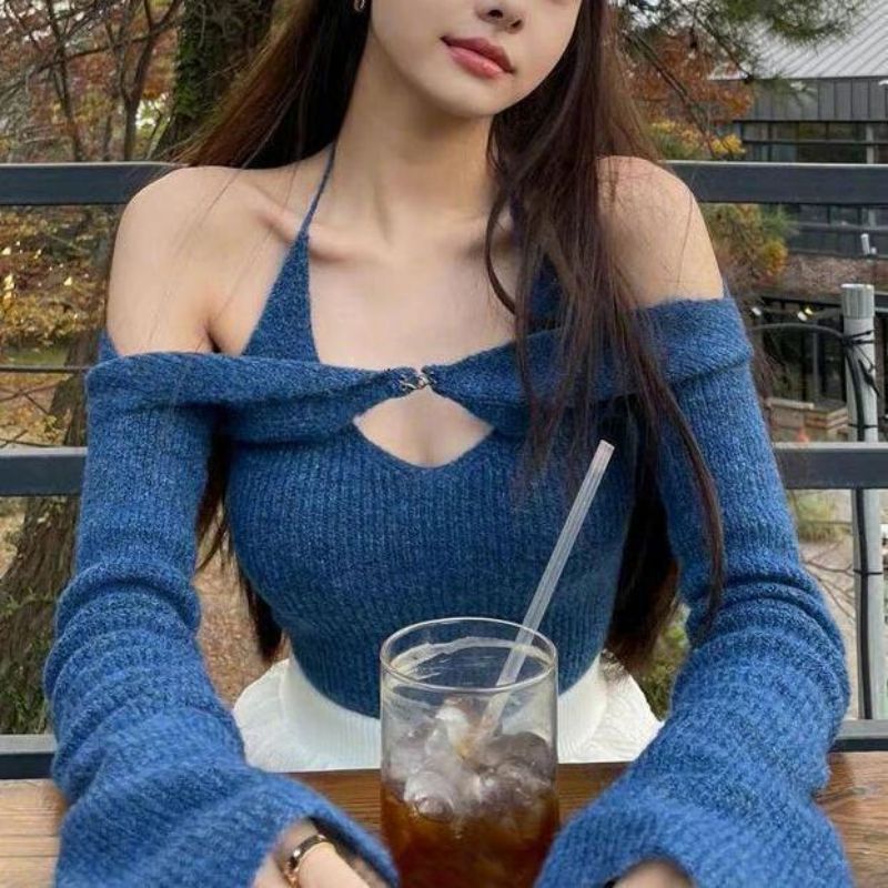 十三行早秋女装POLO领女式针织连衣裙女收腰毛衣条纹辣妹裙子女详情24