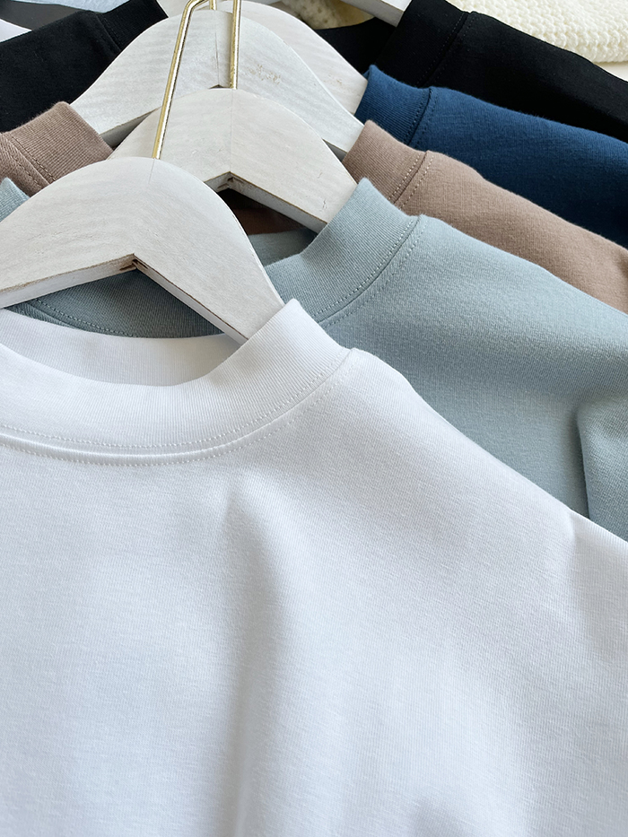 琪镌绘制半高领t恤女式春夏季新款宽松显瘦韩版简约半袖减龄棉质详情36