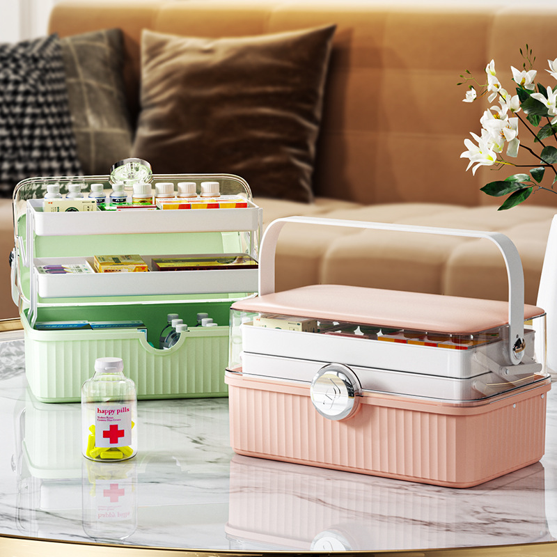 塑料急救箱家用大容量药物收纳盒医疗箱应急医药箱家庭装药箱批发详情2
