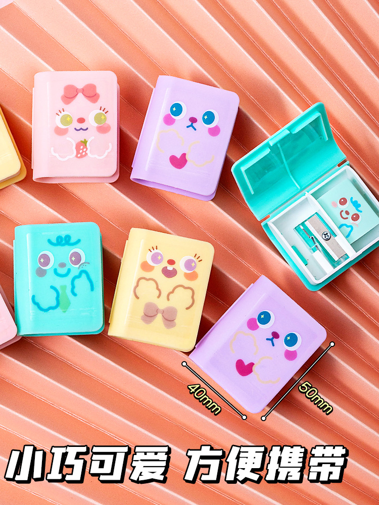 Tuqiang Cartoon eraser, student eraser, book-shaped pencil sharpener, dual-purpose, multi-functional creative stationery gift pic 5
