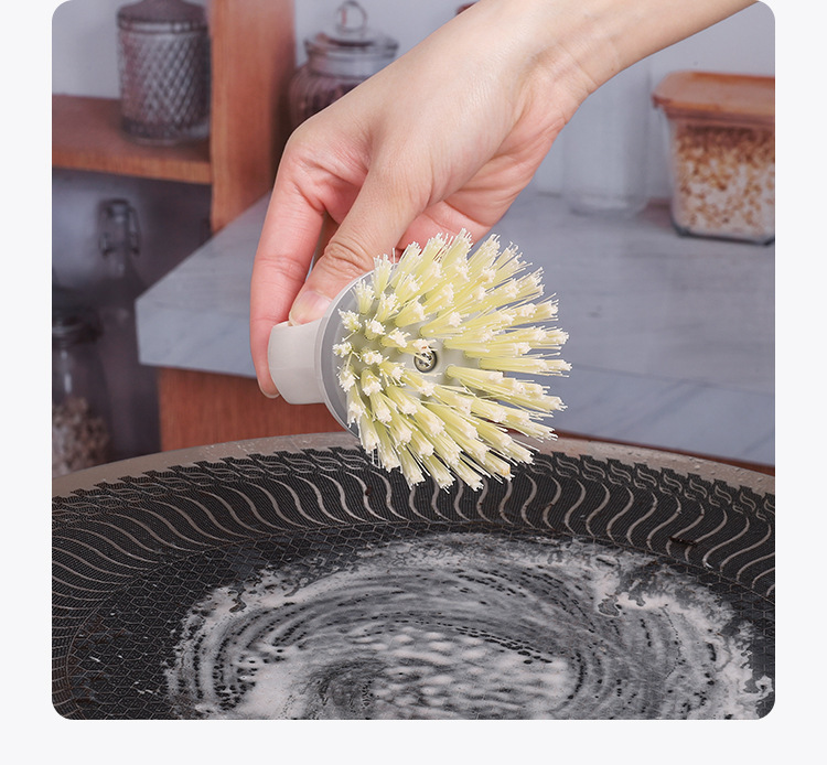 Japanese-style round-head flexible pot brush, round-head vegetable and fruit brush for removing mud, cleaning brush for removing dirt, and wall-mounted dishwashing brush pic 10