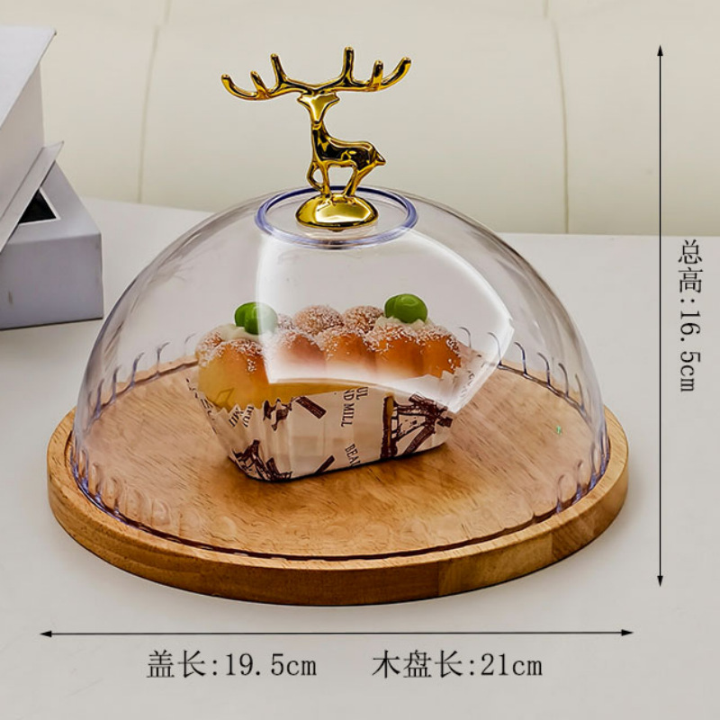 Cake plate with cover, pastry restaurant bread, dessert, fruit tasting, pastry plate, transparent covered bamboo display tray, cake plate with cover, pastry restaurant bread pic 2